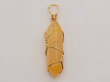 Load image into Gallery viewer, Gold tone Citrine Wire wrapped Crystal Necklace