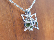Load image into Gallery viewer, 100% Genuine Natural Moldavite Butterfly Locker Necklace Silver Tone