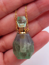 Load image into Gallery viewer, Perfume Bottle Crystal Green Fluorite Necklace Handmade, Genuine Stone