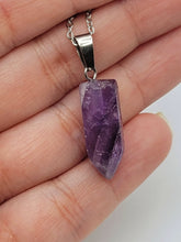Load image into Gallery viewer, Amethyst Point crystal Necklace , Amethyst Silver pendant necklace