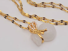 Load image into Gallery viewer, Milky Quartz Handmade Shirt Necklace Gold Tone Bag Necklace