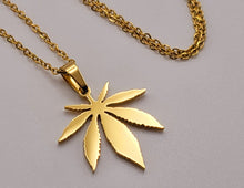 Load image into Gallery viewer, Stainless Steel Weed Necklace - Marihuana Necklace - Golden Necklace,