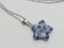 Load image into Gallery viewer, Natural Blue Soladite Handmade Star Necklace Hexagon Chain Silver Pendant Necklace