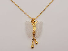 Load image into Gallery viewer, Trendy Butterfly necklace Gold tone - Milky Quartz Butterfly Necklace