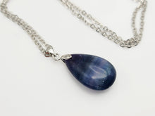 Load image into Gallery viewer, Natural Black Fluorite Handmade Crystal Necklace Silver Tone Chain Pendant Necklace
