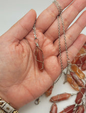 Load image into Gallery viewer, Carnelian Wire wrapped Golden Crystal Necklace Handmade