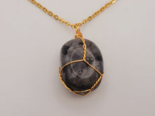 Load image into Gallery viewer, Labradorite Healing Crystal Stone Necklace GOLD wrapped tone Handmade