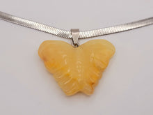 Load image into Gallery viewer, Butterfly Crystal Choker Necklace Silver Tone Citrine Pendant Necklace
