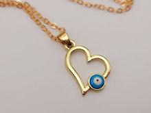 Load image into Gallery viewer, Evil Eye Necklace Blue Evil Eye Blue Eye Necklace Evil Eye Heart pendant
