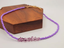 Load image into Gallery viewer, Amethyst Choker Necklace Gold tone Gorgeous Choker Seed Bead