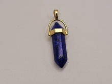 Load image into Gallery viewer, Lapis Lazuli Handmade Point Necklace Hexagon Chain Golden Pendant Necklace