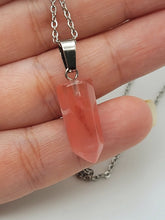 Load image into Gallery viewer, Crystal Necklace Silver Tone Strawberry Quartz Pendant Necklace Handmade