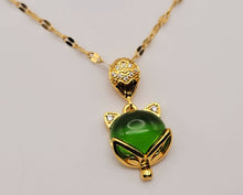 Load image into Gallery viewer, Jade Natural Necklace Gold Tone Necklace- Good Luck•Fortune