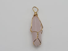 Load image into Gallery viewer, Gold Wire Wrapped Rose Quartz Healing Crystal Point Necklace
