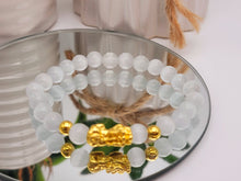 Load image into Gallery viewer, 19 CM White Cat Eye Beaded Feng Shui Bracelet 8mm Stretch Perfect Gift for Her or Him