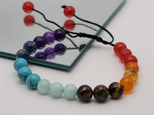 Load image into Gallery viewer, Adjustable 7 Chakra Bracelet, , Meditation Healing, Crystal Healing, Beaded Bracelet 8mm
