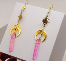 Load image into Gallery viewer, Pink Celestial Aura Quartz Earrings Handmade, Cute earrings
