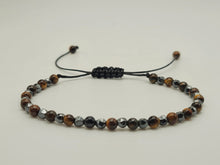 Load image into Gallery viewer, Hematite Power Mini 4mm Beaded Gemstone Bracelet Adjustable Tiger Eye
