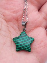 Load image into Gallery viewer, Crystal Necklace Silver Wire Malachite Star Healing Crystal Necklace