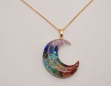 Load image into Gallery viewer, Moon Orgonite Pendant Necklace Metatron Cosmic Healing Crystal Sacred