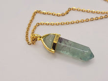 Load image into Gallery viewer, Handmade Crystal Necklace Gold Tone Green Fluorite Crystal Pendant Necklace