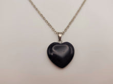 Load image into Gallery viewer, Crystal Necklace Silver Wire Black Obsidean Heart Healing Crystal Necklace