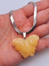 Load image into Gallery viewer, Butterfly Crystal Choker Necklace Silver Tone Citrine Pendant Necklace
