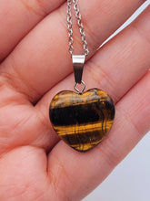 Load image into Gallery viewer, Crystal Necklace Silver Wire Tiger eye Heart Healing Crystal Necklace