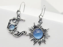 Load image into Gallery viewer, Handmade Blue Chalcedony Natural Drop Earrings , Moon & Sun