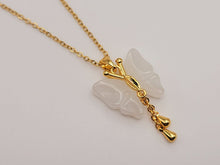 Load image into Gallery viewer, Trendy Butterfly necklace Gold tone - Milky Quartz Butterfly Necklace