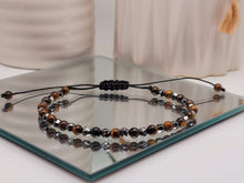 Load image into Gallery viewer, Hematite Power Mini 4mm Beaded Gemstone Bracelet Adjustable Tiger Eye