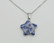 Load image into Gallery viewer, Natural Blue Soladite Handmade Star Necklace Hexagon Chain Silver Pendant Necklace