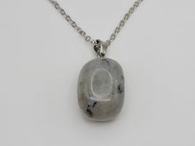 Load image into Gallery viewer, Irregular shaped Labradorite Pendant Necklace Silver tone Handmade