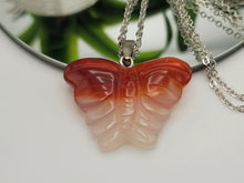 Load image into Gallery viewer, Carnelian Pendant Necklace Silver Tone Butterfly Shaped Pendant