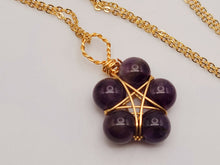 Load image into Gallery viewer, Crystal Necklace Gold Wire Wrapped Amethyst Healing Stone Necklace Gold tone