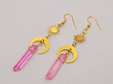 Load image into Gallery viewer, Pink Celestial Aura Quartz Earrings Handmade, Cute earrings