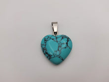 Load image into Gallery viewer, Handmade Crystal Necklace Silver Tone Heart Turquoise Healing Crystal Point Necklace