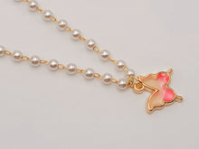 Load image into Gallery viewer, Pearl Butterfly Choker Necklace - Trendy Pearl necklace Gold tone -