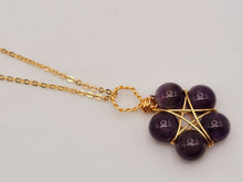 Load image into Gallery viewer, Crystal Necklace Gold Wire Wrapped Amethyst Healing Stone Necklace Gold tone