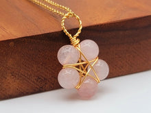 Load image into Gallery viewer, Gold Wire Wrapped Rose Quartz Healing Crystal Point Necklace Gold tone