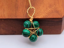 Load image into Gallery viewer, Crystal Necklace Gold Wire Wrapped Malachite Healing Crystal star Necklace