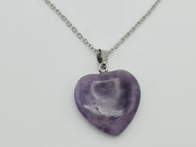 Load image into Gallery viewer, Crystal Necklace Silver Amethyst Healing Crystal Heart Necklace Silver tone