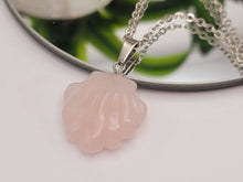 Load image into Gallery viewer, Natural Handmade Crystal Necklace Silver Tone Rose Quartz Sea Shell Pendant Necklace