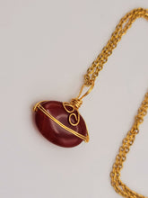 Load image into Gallery viewer, Gold Wire Wrapped Carnelian Healing Crystal Round Necklace Gold tone Handmade