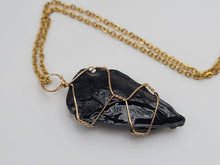 Load image into Gallery viewer, Elegant Black Tourmaline Crystal Necklace - 18 Inches, Gold Tone