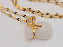 Load image into Gallery viewer, Milky Quartz Handmade Shirt Necklace Gold Tone Bag Necklace