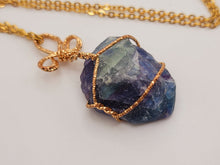Load image into Gallery viewer, Natural Crystal Necklace Rainbow Fluorite Stone Gift for her