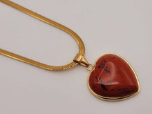 Load image into Gallery viewer, Handmade Crystal Choker Necklace Gold Tone Wrapped Red Jasper Healing Crystal Heart