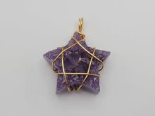 Load image into Gallery viewer, Natural Handmade RAW Crystal Necklace Gold Wire Wrapped Amethyst Healing Crystal Star Necklace