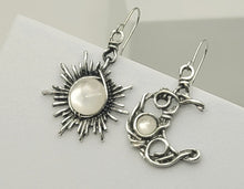 Load image into Gallery viewer, Handmade Opalite Opal Natural Drop Earrings , Moon & Sun